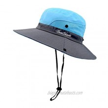 Sun Hats for Women Outdoor Summer Foldable Mesh Wide Brim Ponytail Hole Sun Protection Breathable Bucket Hat