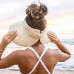 Sun Hats for Women- UV UPF50+ Sun Visor Wide Brim Straw Hat Foldable Beach Travel