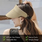 Sun Visors for Women Straw Hats Beach Sun Visors Hats Foldable Roll-Up Caps Ladies Adjustable Portable Summer Sun hat