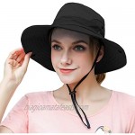 Womens Outdoor Summer Sun Hat UV Protection Wide Brim Foldable Fishing Hats with Ponytail Hole
