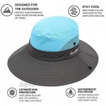 Womens Outdoor Sun Hat Breathable Packable Boonie Wide Brim Bucket Cap Fishing Hiking Ponytail Hole