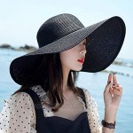 Womens Sun Straw Hat Wide Big Brim UV UPF 50+ Protection Summer Hat Foldable Roll up Floppy Beach Travel Cap for Women