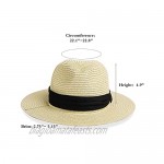 Womens Wide Brim Straw Panama Hat Fedora Summer Beach Sun Hat UPF Straw Hat for Mens - Sun Hat (Floppy Adjustable Medium)