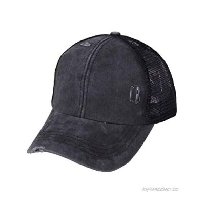 Mom Life Ponytail Baseball Cap Messy Bun Vintage Washed Hat Distressed Twill Plain Hat for Women
