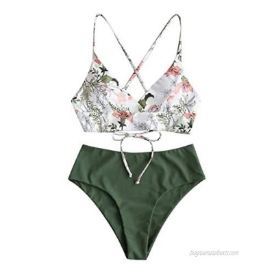 Two Piece Swimsuits for Women Flower Print Split Bikini Sets Plus Size Bathing Suits Swimwear for Summer