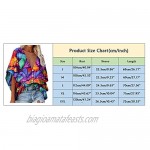 Womens Tie-Dye Floral Printed Tshirts Deep V Neck Blouse Bell Shorts Sleeve Summer Tops Sexy Loose Casual