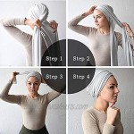 2 Pieces Head Wrap Scarf Stretch Jersey Knit Hair Wrap Long Turbans for Black Women Wide Headwear (Black & White)