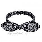 Bandana Headbands Boho Paisley Bow Retro Print Headbands Headwrap Rabbit Ear Hairband for Girls and Women