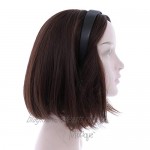 Black 1 Inch Wide Leather Like Headband Solid Hair band for Women and Girls
