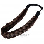 Coolcos Elastic Synthetic Chunky Hair Braid 5 Strands Braids Hair Headbands Plaited Braided Headband (Dark Brown Headband)