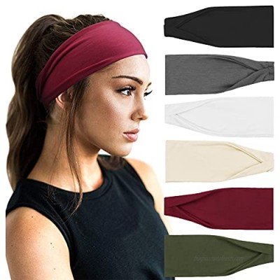 DRESHOW Yoga Sports Headbands for Women Elastic Non-Slip Headbands Workout Running Hair Bands 6 Pack