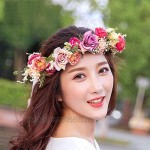 Eralove Maternity Flower Crown for Women Rose Floral Headband Garland Halo Girls Wedding Festivals Photo Props