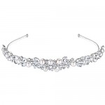 EVER FAITH Bridal Headpiece Accessory Crystal Cream Simulated Pearl Wedding Headband Clear Silver-Tone