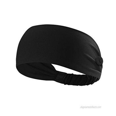 Hanna Roberts Headband with Buttons for Face Masks and Covers  Stretchy and Elastic (Black)