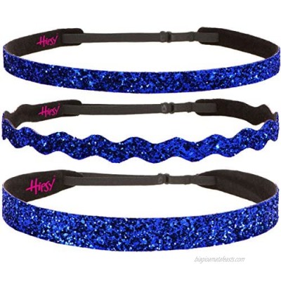 Hipsy Women's Adjustable NO SLIP Bling Glitter Headband Mixed 3pk (Mixed Royal Blue 3pk)