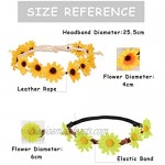Jstyle 10Pcs Handmade Sunflower Headbands for 60s 70s Dressing Hippie Party Family Gatherings Boho Floral Wreath Hair Accessories