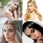 Jstyle 4Pcs Head Chain Jewelry for Women Rhinestones Crysatal Drop Pendant Headpiece Bridal Bohemian Halloween Hair Accessories