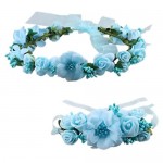 Love Sweety Rose Flower Crown Wreath Wedding Headband Wrist Band Set