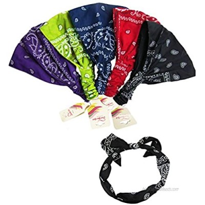 Paisley Bandana Headbands-5 PC with Wire Headband-Hair Accessories-Christmas Gifts by CoverYourHair