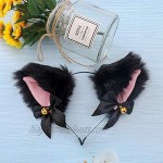 RuGnga Bells Lace Cat Ears Headwear Maid Cat Girl Cute Bells Cat Ears Cosplay Accessories Headwear Accessory