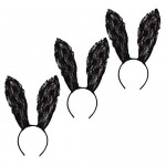 TALEFLORAL 3 Pack Bunny Ears Headband for Women Girls Kids Sexy Lace Masquerade Rabbit Ears Headbands Cosplay Costume Hair Accessories for Party