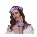 Women flower crown Wreath Bracelet 2pcs/set adjustable ribbo