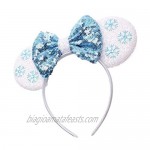 YanJie Mouse Ears Bow Headbands Glitter Party Hot Pink Princess Decoration Cosplay Costume for Girls & Women (DSNFG-12)
