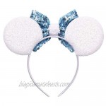 YanJie Mouse Ears Bow Headbands Glitter Party Hot Pink Princess Decoration Cosplay Costume for Girls & Women (DSNFG-12)