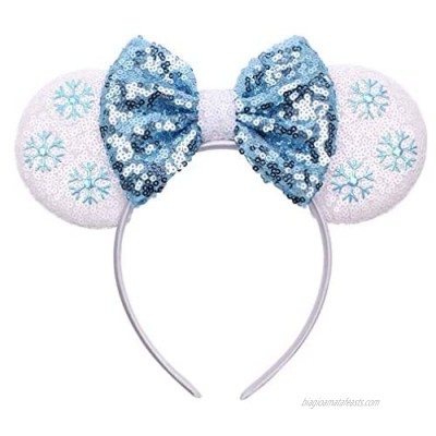 YanJie Mouse Ears Bow Headbands  Glitter Party Hot Pink Princess Decoration Cosplay Costume for Girls & Women (DSNFG-12)