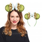 YanJie Mouse Ears Bow Headbands White Wings Glitter Party Princess Decoration Cosplay Costume for Girls & Women (Elves)