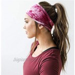 Yoga Headbands Tie Dye Headbands 7pcs Stretchy Cotton Headbands Elastic Non Slip Sports Hairbands for Women Girls Adults