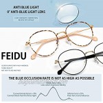 Blue Light Blocking Glasses for Women Men-FEIDU Round Computer Reading Glasses