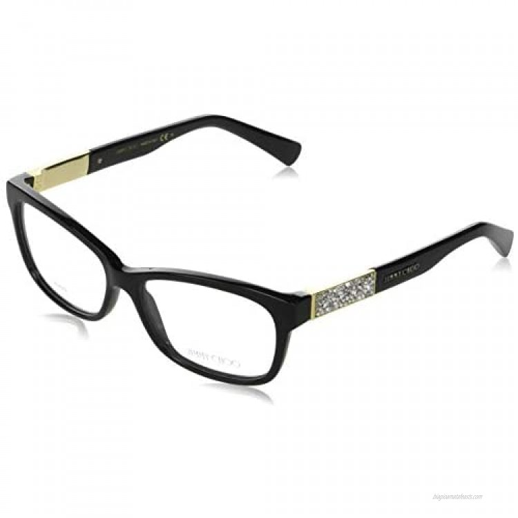 Jimmy Choo Plastic Rectangular Eyeglasses 53 029A Shiny Black