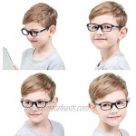 Kids Glasses Eyewear Frame Adjustable Flexible Cute with Square Clear Lense for Boys Girls (Age 5-12)
