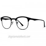 WearMe Pro - Full Metal Frame Modern Half Frame Clear Lens Non-Prescription Glasses