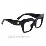 Zeelool Vintage Oversized Thick Cat Eye Glasses for Women with Non-prescription Clear Lens Alberta FP0668