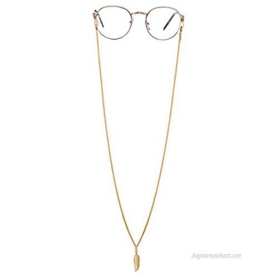 18K Gold Plated Feather Eyeglass Chains Sunglass Retainer Strap Eyewear Retainer Eyeglass Strap Holder for Women