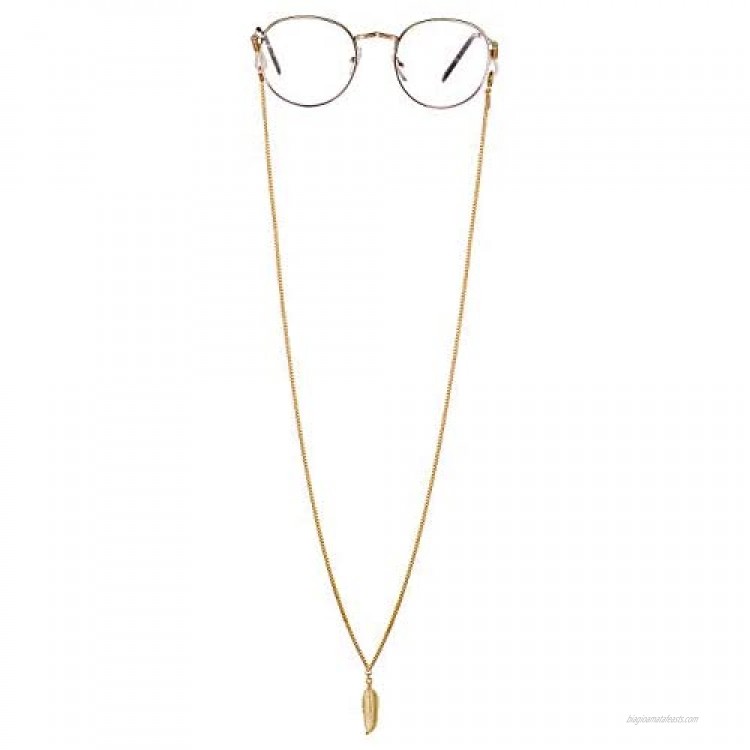 18K Gold Plated Feather Eyeglass Chains Sunglass Retainer Strap Eyewear Retainer Eyeglass Strap Holder for Women