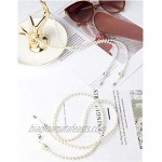 2 Pcs Fashion White Small Pearl Beaded Eyeglass Chain Sunglass Holder Strap Lanyard Necklace