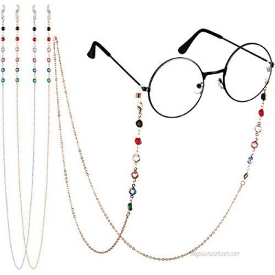 2 Pieces Beaded Eyeglass Chains for Women Colorful Beaded Sunglasses Chain Reading Eyeglasses Holder Strap Cord Lanyard Eyewear Retainer