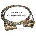 Eyeglass Chain for Women - Beaded 32 Colors Gold Clip - Glasses Chain - Eyeglass Strap - Eyewear Retainer - Sunglass Lanyard
