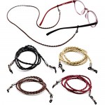 Eyeglasses Holder Strap – Premium Leather [Pack of 4 + Bonuses] – Glasses Holder Lanyard Chain Cord Necklace – Eyewear Retainer for Men Women Boys Girls - Never Lose Glasses Again
