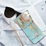 BETTKEN Sunglass Pouch Summer Beach Starfish Seashell Portable Eyeglasses Case Bag Squeeze Top Soft PU Leather Eyeglass Goggles Cases Holder for Kids Men Women