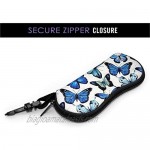 Butterfly Soft Sunglasses Case With Carabiner butterfly Keychain Ultra Light Portable Neoprene Zipper Eyeglass Bag