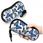Butterfly Soft Sunglasses Case With Carabiner butterfly Keychain Ultra Light Portable Neoprene Zipper Eyeglass Bag