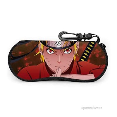 Eyeglasses Cases Anime Na-ru-to Glasses Case with Carabiner Soft Portable Neoprene Zipper Sunglasses Case 6.7 × 3.1inches