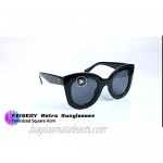 FEISEDY Retro Oversized Square Horn Sunglasses Semi Cat Eye Butterfly Glass Big Thick Bold Frame B2572