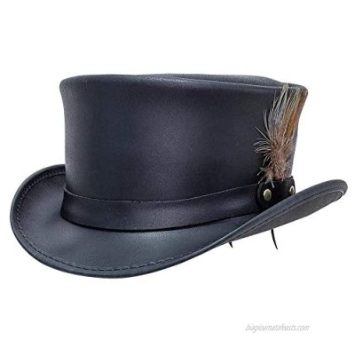 American Hat Makers Marlow Leather Top Hat with LT Band — Handcrafted  Genuine Leather  Highly Durable