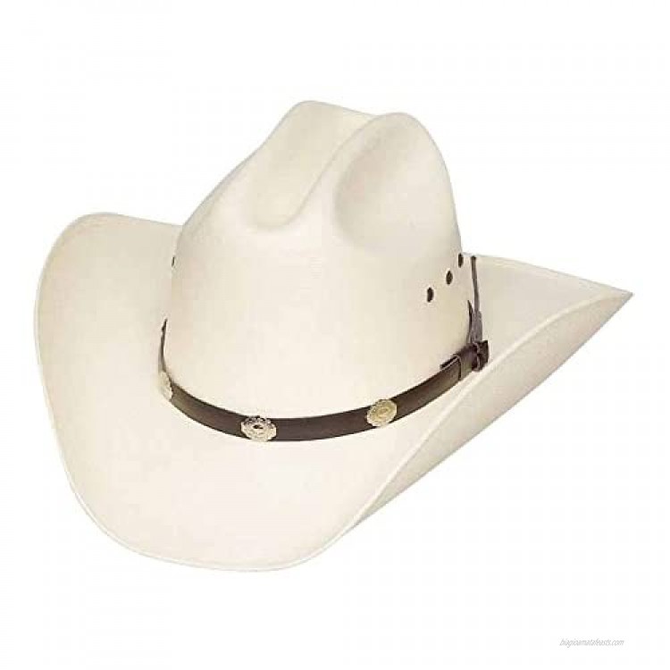 Authentic Classic Cattleman Straw Cowboy Hat with Silver Conchos Child One Size Fits All Kidz -Elastic Band (White)
