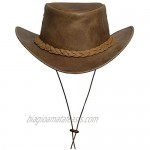 BRANDSLOCK Mens Down Under Leather Cowboy Hat Aussie Bush Outback Tan